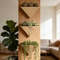 Miniatyrbild 2 av 8: Boho Geometrisk Väggkruka i Trä, Triangulär Hängande Vas för Torkade Blommor, Minimalistisk Inredning för Hem och Sovrum