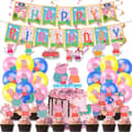 Peppa Gris bursdagsbanner ballong og kakepynt