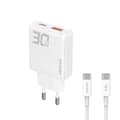 Dudao A30EU-adapter 30 Watt GaN 1xUSB-C 1xUSB-A (USB-C till USB-C-kabel ingår)