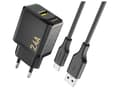 Dudao A23TEU Adapter 12Watt 1xUSB-A (1m USB-A till USB-C-kabel ingår) svart svart