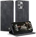 CaseMe 0013 Läderplånboksfodral för iPhone 16 Pro mörk