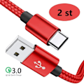 Miniatyrbild 3 av 6: 2 st 2 m färgade  usb-c supporta Q.C 3.0 silver "Silver"
"Silver"