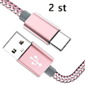 Miniatyrbild 2 av 7: 2 st 1 m USB-C färgade kabel|guld guld