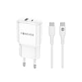 Forever TC-01-20AC PD QC laddare 1x USB-C 1x USB 20W vit + USB-C - USB-C kabel 20W vit