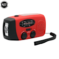 Miniatyrbild 5 av 6: Vevradio med Solceller, Ficklampa och Powerbank röd röd