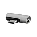 Setty-adapter USB-C - ljudjack 3,5 mm + USB-C AD-C-JC-7 silver