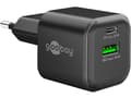Goobay GaN Dual snabbladdaradapter 20 Watt 1xUSB-C 1xUSB-A svart svart