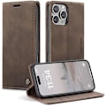 Miniatyrbillede 1 af 7: CaseMe 0013 Læder Wallet Case til iPhone 16 plus mørkebrun brown