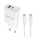 Forever TC-07-30AC PD QC laddare 1x USB-C 1x USB 30W vit + USB-C - USB-C kabel 60W vit