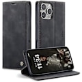 Miniatyrbillede 1 af 6: CaseMe 0013 Læder Wallet Case til iPhone 16 plus mørk black