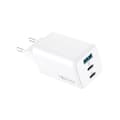 Forever TC-08-65ACC GaN PD QC laddare 2x USB-C 1x USB 65W vit vit