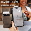 Miniatyrbillede 5 af 7: CaseMe 0013 Læder Wallet Case til iPhone 16 pro max mørkebrun brown
