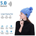 Miniatyrbild 5 av 7: Bluetooth-hatt med pompon (blå) blå