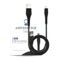 USB Typ A till Lightning-kabel (ej MFI) (1,8 m / 6 fot) (AmpSentrix Matrix) (Svart) svart