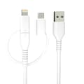 Forever återvinningskabel 3i1 1,5m 2,4A USB-A -USB-C+ microUSB + Lightning KR3W1-00 vit vit
