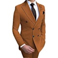 Miniatyrbillede 4 af 5: Herre Dobbeltbrystet Blazer Suit 2 Dele Slim Fit Bryllup Brudgom Tuxedos Peak Lapel Formelle Prom Suits (One Size Fuchsia)