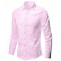 Miniatyrbillede 1 af 2: Mænd Lapel Hals Løstsiddende Skjorte Casual Langærmet Almindelig Knapper Ned Formelle Business Skjorte Toppe (M Pink)