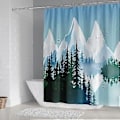 Miniatyrbillede 2 af 4: Snowy Mountains Bruseforhæng 180*200cm, Landskabs Bruseforhæng Vandtæt Polyester Bruseforhæng med 12 Kroge til Juledekoration, Badeværelse