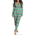 Miniatyrbild 1 av 4: Dam Kjolklänning Jultryck Hemkläder Sovkläder Pyjamas (XL Grön)