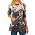 Pikkukuva 1 / 3: Naisten Joulu 3D Lumimies Pusero Joulu Pitkähihainen Lady Blouse T-paita Tunika Topit (L Harmaa)