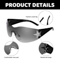 Miniatyrbillede 3 af 5: 2 stk. Wrap Around Solbriller, Rimless Y2K Solbriller Retro Cykling