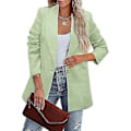 Miniatyrbillede 1 af 2: Dame Dobbeltradet Blazer Kontordame Løs Klassisk Frakke Jakkesæt Dame Chic Overtøj Outfits Femme Mode Blazer (L lysegrøn)