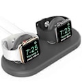 Miniatyrbillede 1 af 5: AHASTYLE PT116 til Apple Watch Dobbelt Position Opladningsstand Smart Watch Oplader Holder Base - Grå (Grå)