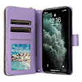 Miniatyrbillede 2 af 5: Til iPhone 11 Pro Etui Rhombus PU Læder Flip Telefon Cover Lynlås Pung (Style E)