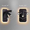 Miniatyrbillede 3 af 5: LED Vægslampe, Natbordslæselampe Med Afbryder, USB Opladningsport, Soveværelse Stemningsbelysning Justerbar Spotlight (3W 3000K + 9W 6000K) Sort -GT ( )
