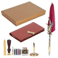Miniatyrbild 1 av 5: Dopp Kalligrafipenna Set Fjäder Bläckbehållare Fyllningspenna Presentförpackning Kit med Lackstämpel VerktygSP139006 Vinröd
