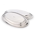 Miniatyrbillede 3 af 4: 2x serveringsbakke i rustfrit stål - oval bakke til servering og dekoration - serveringsbakke