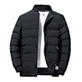 Pikkukuva 1 / 5: Miesten Puuvillapehmustettu Pitkähihainen Yksivärinen Seisova Kauluskylmäsuoja Talvitakki Baseball-Takki Streetwear (4XL Musta)