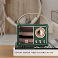 Miniatyrbild 1 av 3: Retro Bluetooth-högtalare i gammaldags klassisk stil med stark basförstärkning, hög volym, trådlös Bluetooth-anslutning, grön