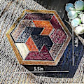 Miniatyrbillede 4 af 5: Hex Tangram Puslespil Familie Interaktivt Træpuslespil Udfordrende Puslespil Træ Brain Teaser Puslespil