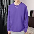 Miniatyrbillede 4 af 5: Fianao O-Hals Langærmet Herre T-shirt Efterår Basistop Trøje Daglig Tøj (XL Grøn)