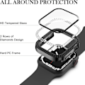 Miniatyrbillede 2 af 4: til Apple Watch Case 44mm Series 6/5/4/SE med hærdet glas skærmbeskytter, dobbelt bling etui krystal diamanter Rhinen
