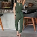 Miniatyrbild 5 av 5: 3-delat Pyjamas Set för Kvinnor Höst Vinter Hemkläder Set 3-delat Loungewear Set Väst Byxor Kavaj Set (XL OD Grön)