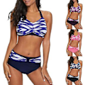Miniatyrbillede 2 af 5: Piges badedragt stor størrelse split bikini slank gradient sexet badetøj Xl Sort