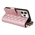 Miniatyrbillede 5 af 5: Til iPhone 11 Pro Etui Rhombus PU Læder Flip Telefon Cover Lynlås Pung (Style C)