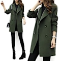 Miniatyrbilde 5 av 5: Vinterulljakke for kvinner, lang, casual, solid, slank, varm overfrakk, yttertøy (L Army Green)