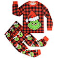 Miniatyrbild 1 av 5: 4-9 år Barn Pojkar Flickor Jul Grinch Tryck Pyjamas Set Jul Kläder Nattkläder Pjs Gåvor (8-9 År A)
