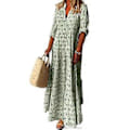 Miniatyrbillede 1 af 5: Maxikjole Charmerende Standkrave Blød Lang Kjole Casual Løs Boho Print Maxikjole Maxikjole Streetwear (2XL grøn)