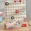 Miniatyrbillede 5 af 5: Kreativitets Trærunde Ringe Kalender DIY Personlig Ferrule Kalender Ornament til Hjem Soveværelse (Rød)