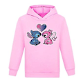 Pikkukuva 1 / 2: Lasten Lilo ja Stitch -hupparit, pojat ja tytöt, unisex, pitkähihainen, rento, huppari, pusero, joululahja (9-10 vuotta, vaaleanpunainen)
