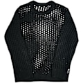 Miniatyrbilde 1 av 5: Menners Hult Topp Mesh Fiskenett Ensfarget Rund Hals Løstsittende Lang Erme Clubwear Hip Hop Gjennomsiktig Elastisk Pullover Fest Topp (XL Svart)