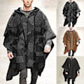 Miniatyrbillede 4 af 5: Fianao Herrefrakke Halloween Gotisk Kappefrakke Batwing Ærme Mænd Hættejakke til Fester (2XL Sort)