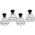 Miniatyrbillede 1 af 5: 4 stk. Diamantformet industriel loftlampe E27 20,5 cm Pendel Lampe til stue Trappe Gang Sort