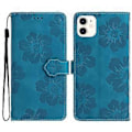 Miniatyrbillede 1 af 5: Til iPhone 11 Mobiltelefon Etui Blomster Præget PU Læder Stand Wallet Cover (Style A)