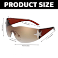 Miniatyrbillede 2 af 5: 2 stk. Wrap Around Solbriller, Rimless Y2K Solbriller Retro Cykling