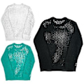 Miniatyrbilde 5 av 5: Menners Hult Topp Mesh Fiskenett Ensfarget Rund Hals Løstsittende Lang Erme Clubwear Hip Hop Gjennomsiktig Elastisk Pullover Fest Topp (L Cyan)